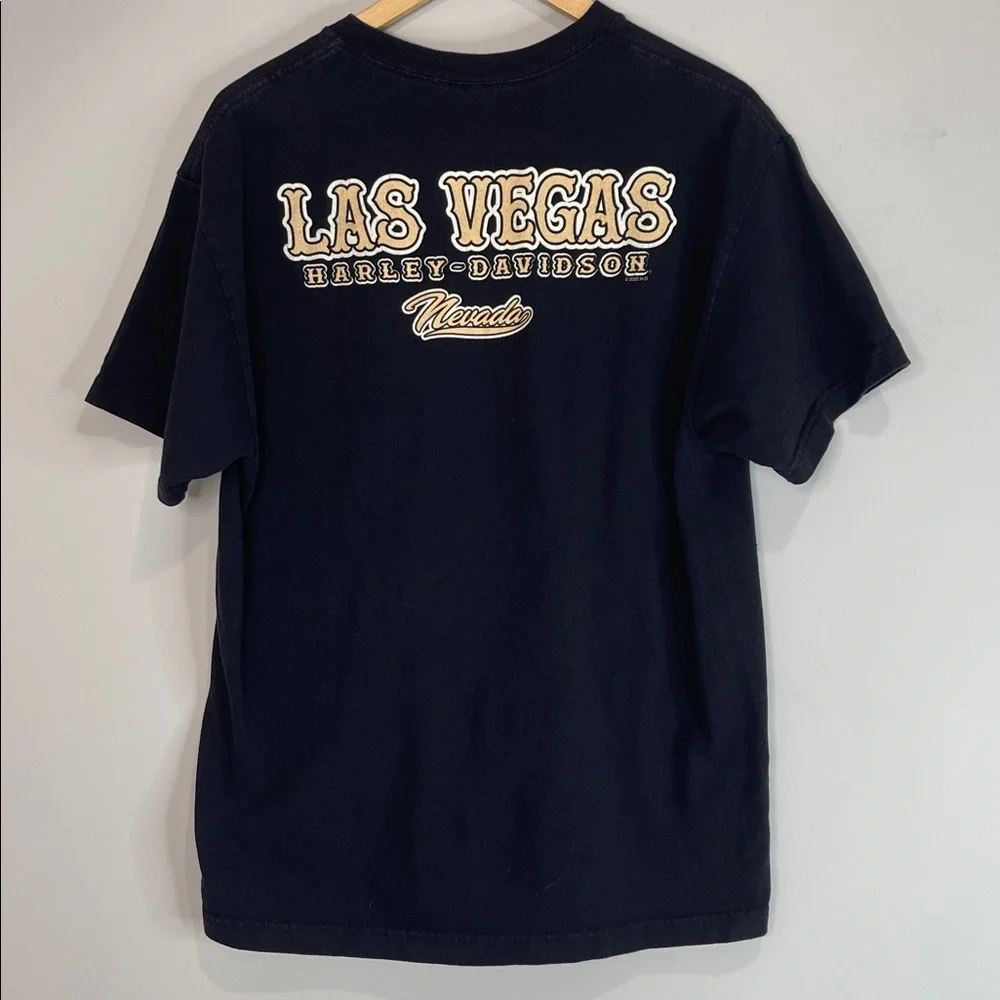 Harley Davidson Men’s Las Vegas Pinup Style Graphic T-Shirt Black Front Back L - Picture 7 of 11